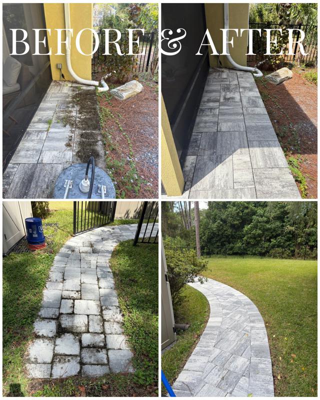 Before & After sidewalk and driveway cleaning
